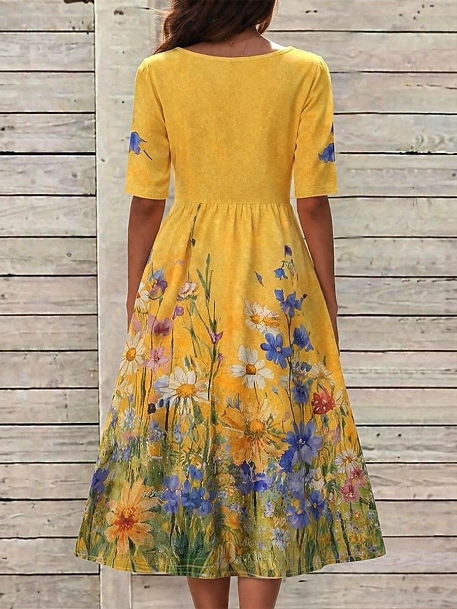 Cotton-Blend Vintage Dress With No