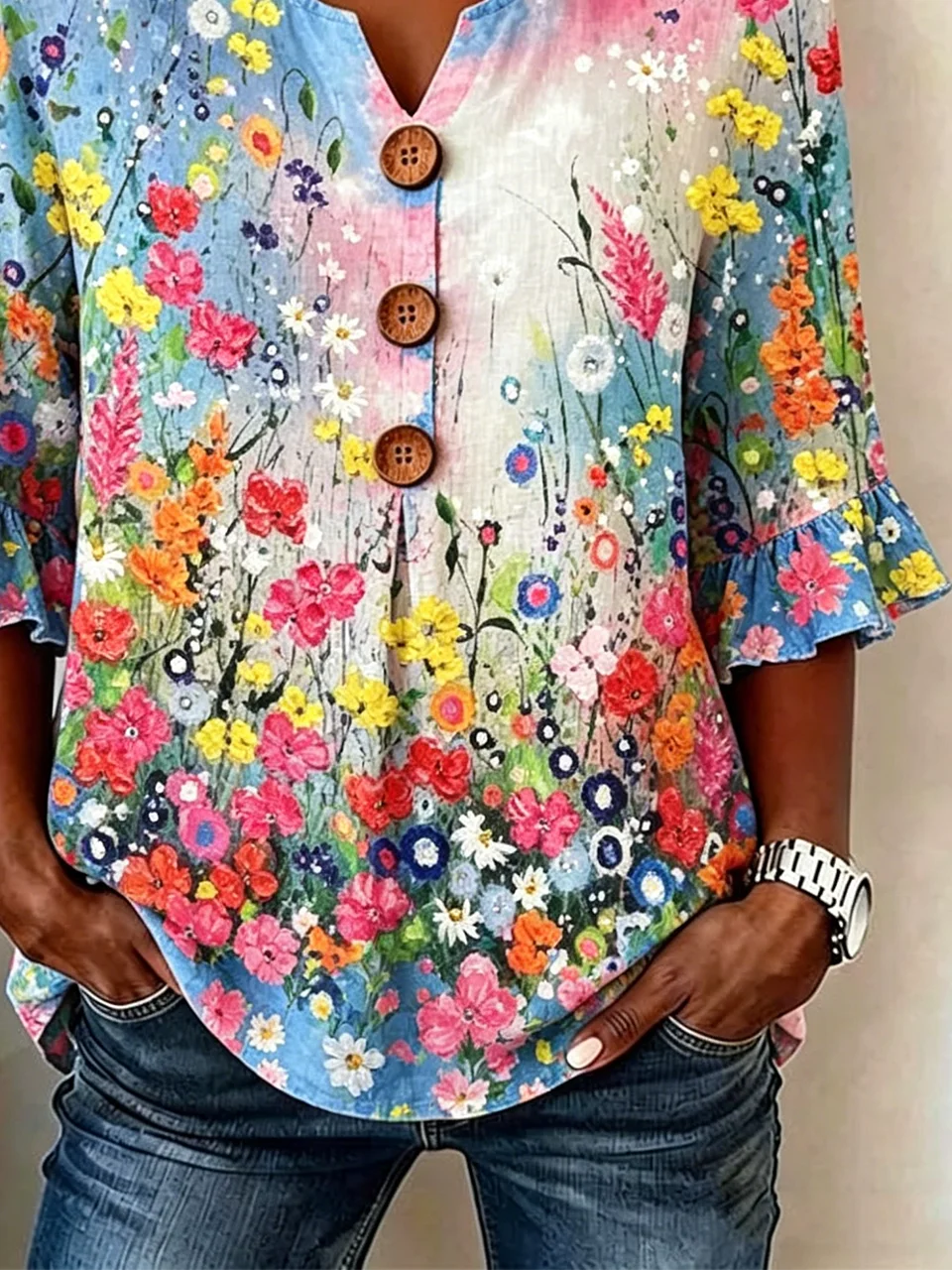 Elegant Loose Floral Others Shirt