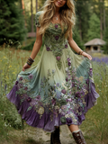 Cotton Floral Crew Neck Casual Dress With No