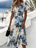 Floral Regular Fit Elegant V Neck Dress With No