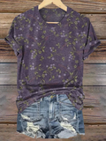 Women's vintage floral print casual long sleeve comfortable T-shirt