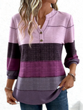 Elegant V Neck Cotton Striped T-Shirt