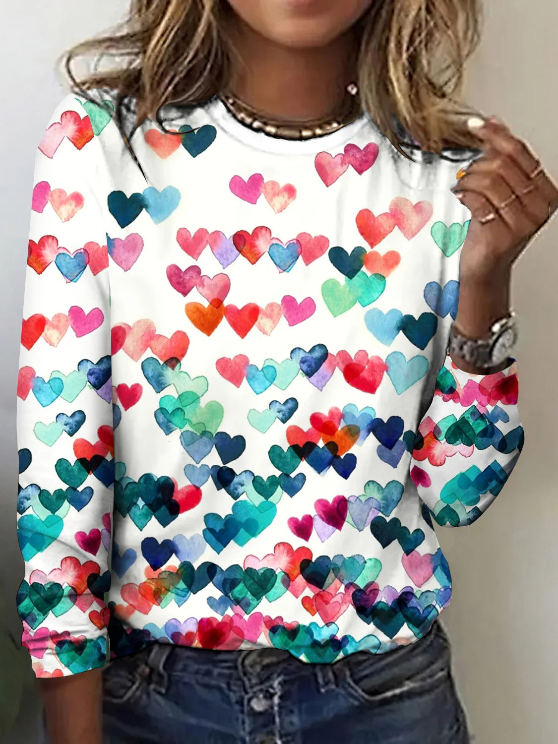 Women Casual Long Sleeve Crew Neck T-shirts