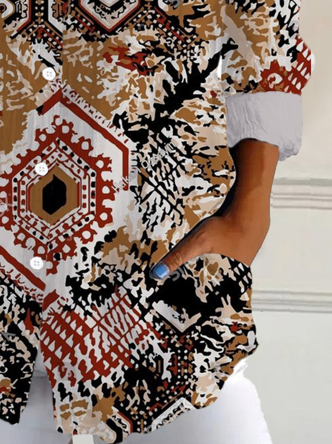 Ethnic Print Long Sleeve Shirt