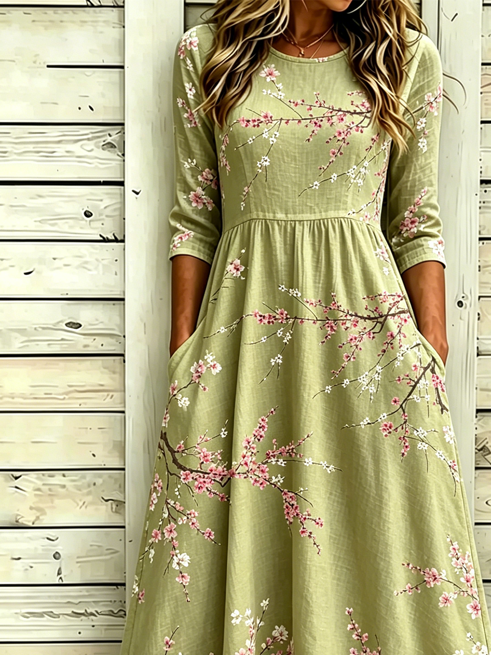 Others Vintage Loose Floral Dress With No