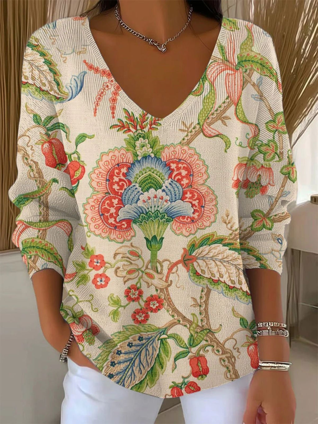 Painting Cotton Casual Sweater