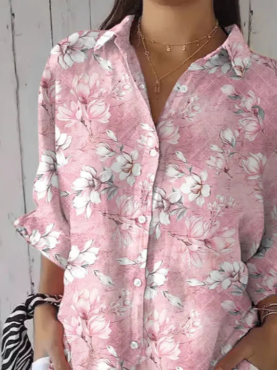 Women's Breast Awareness Floral Print Casual Shirt