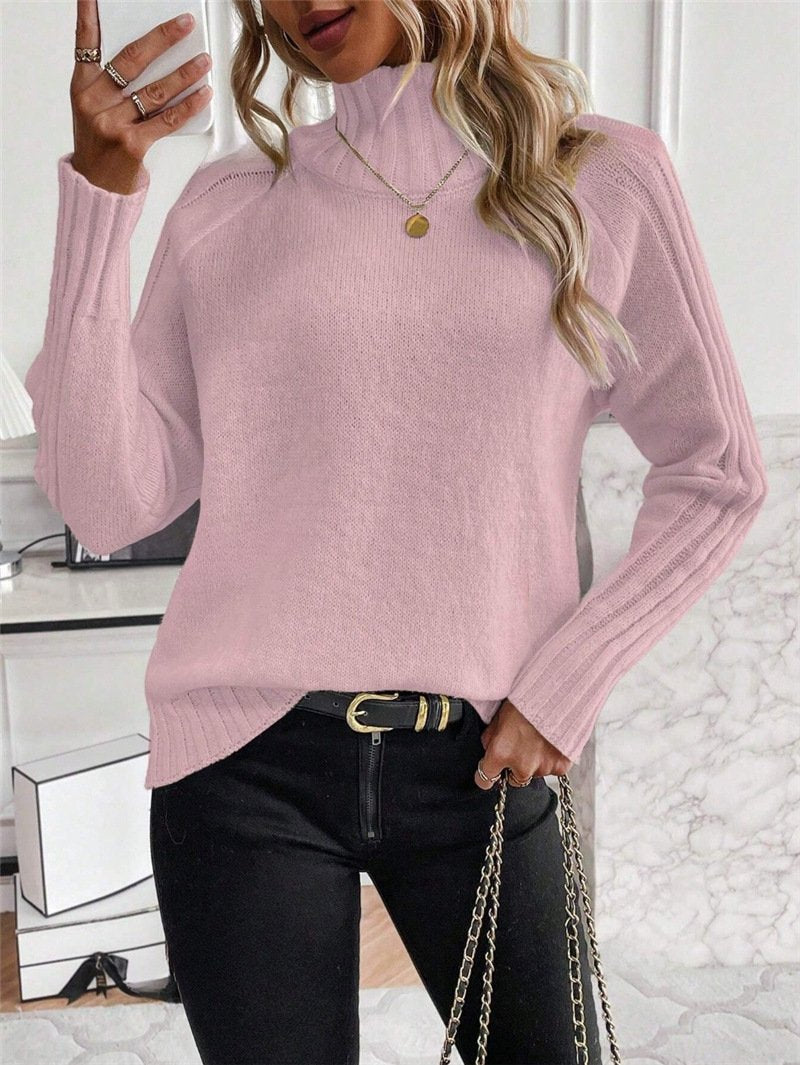 Split Joint Mock Neck Wool/Knitting Urban Sweater