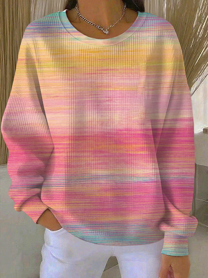 Crew Neck Casual Abstract Printing Sweatshirt