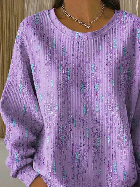 Loose Abstract Crew Neck Casual Sweatshirt