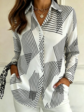 Striped Shirt Collar Casual Loose Shirt