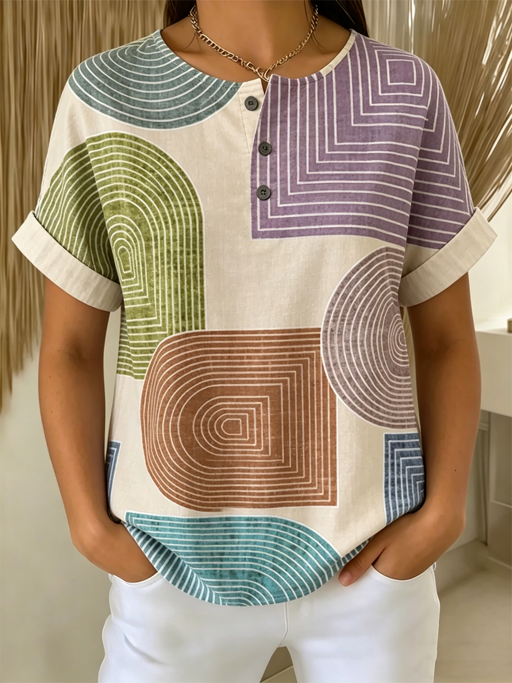 Loose Others Striped Vintage T-Shirt