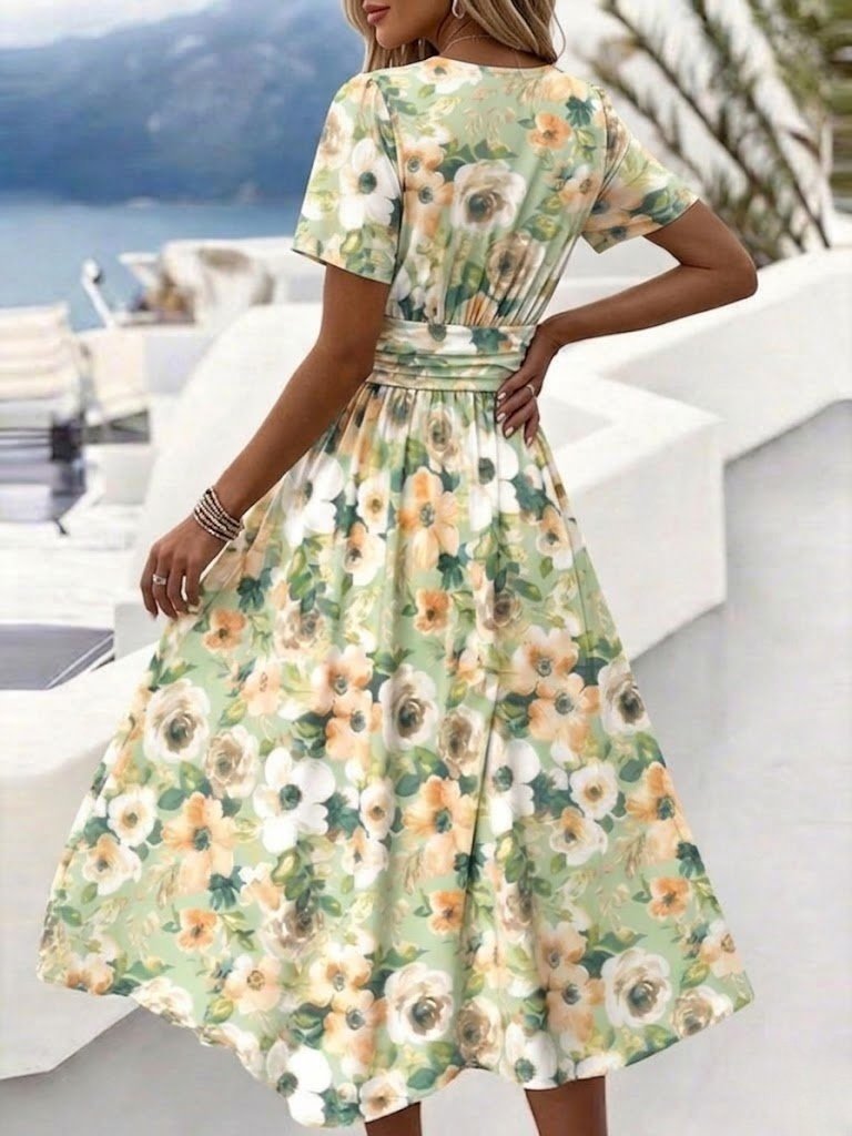 Regular Fit Elegant Floral Dress With No