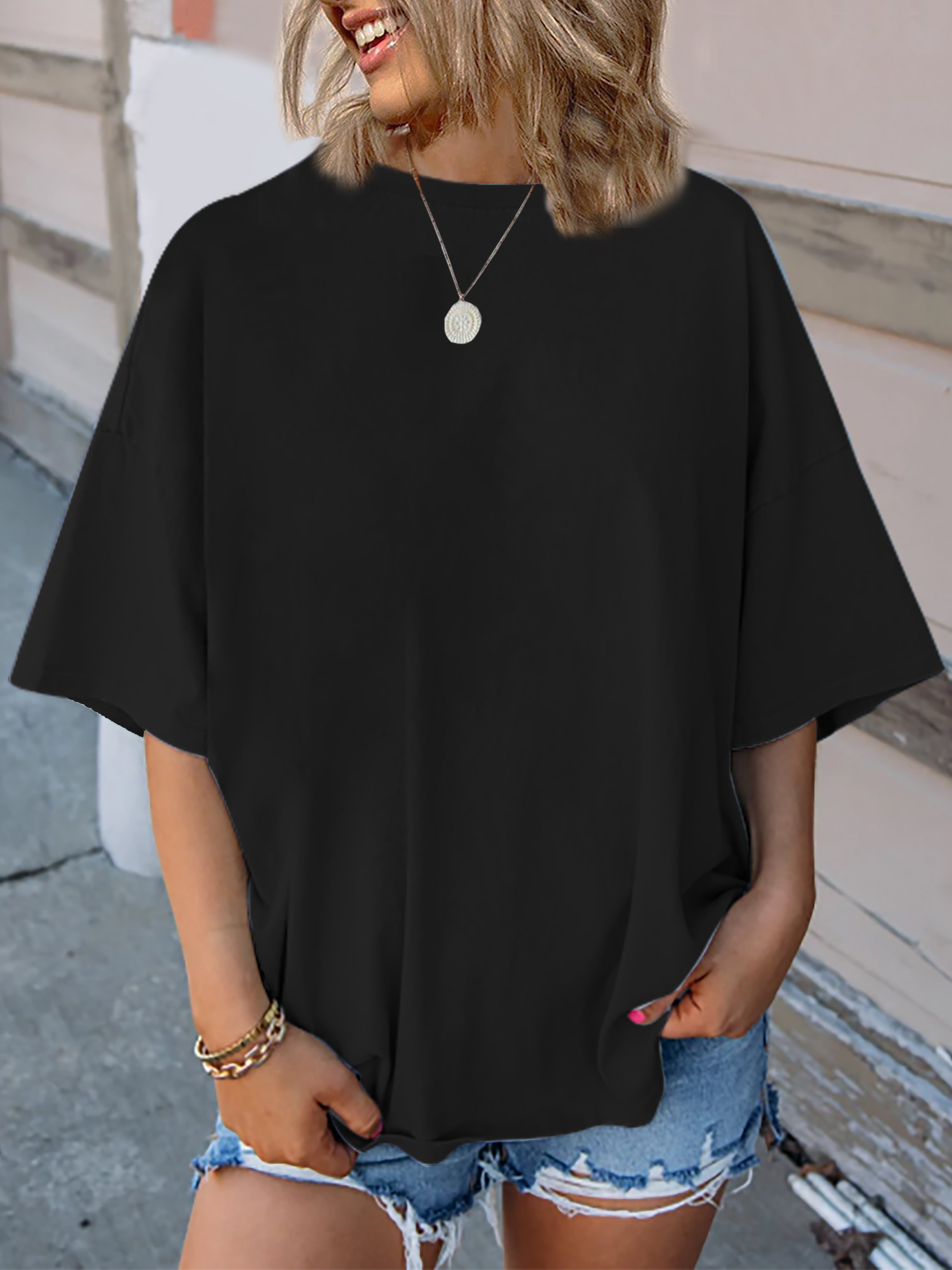 Crew Neck Loose Casual Plain T-Shirt