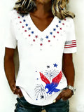 Women's 250th Anniversary Of The Founding Of the United States Cotton Vintage Short Sleeve V Neck 3D Printing Aemerica Flag Daily Going Out Casual T-Shirt