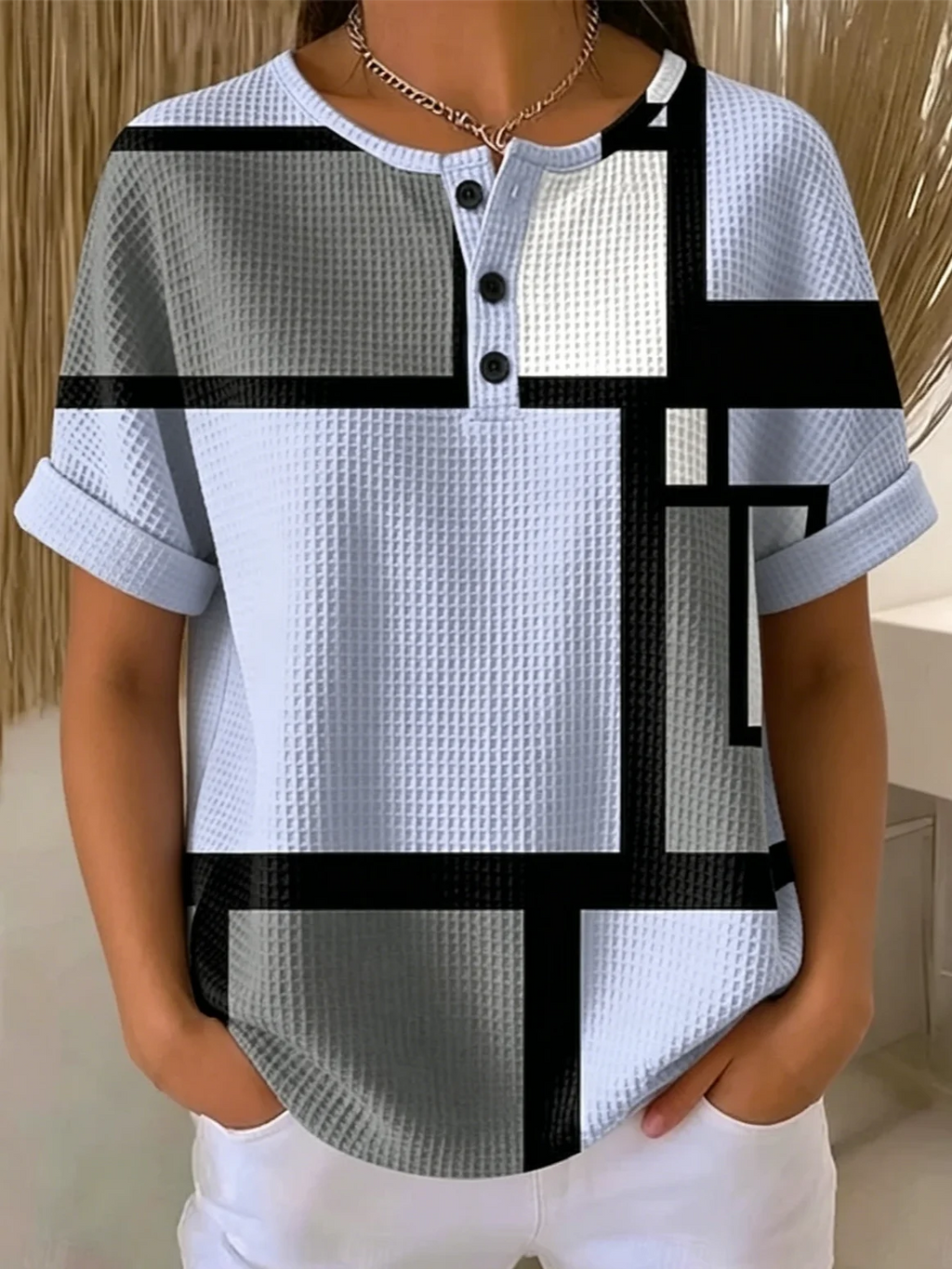 Casual Geometric Others Loose T-Shirt