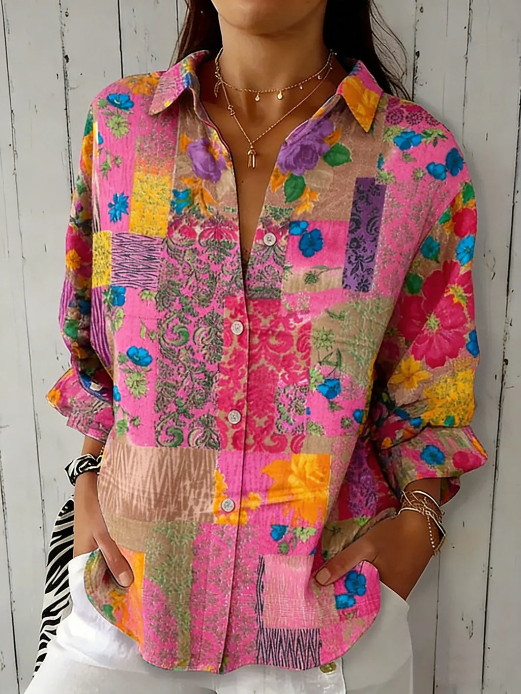 Women's 3D Floral Printing Casual Shirt