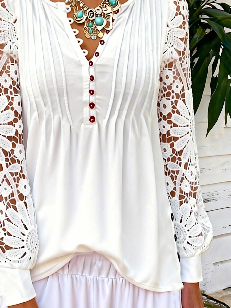 Loose V Neck Elegant Plain T-Shirt