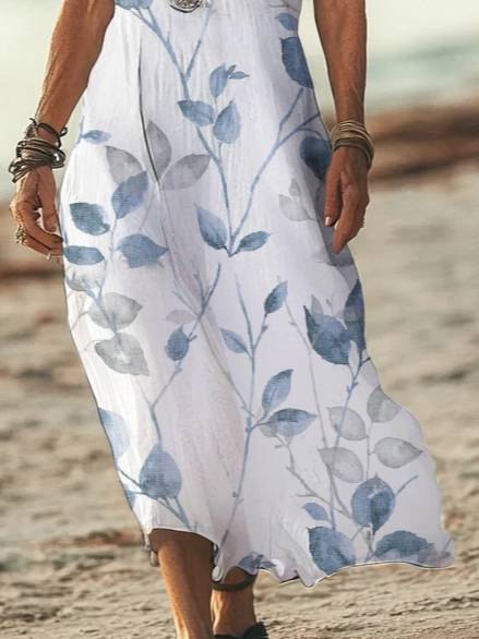 Women's Floral Print Casual V-Neck Short Sleeve Dress