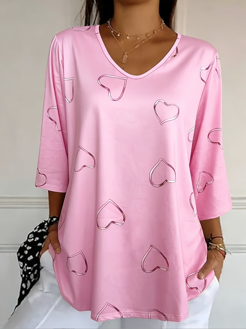 Women's Trimmed V-Neck 3/4-Sleeve T-Shirt