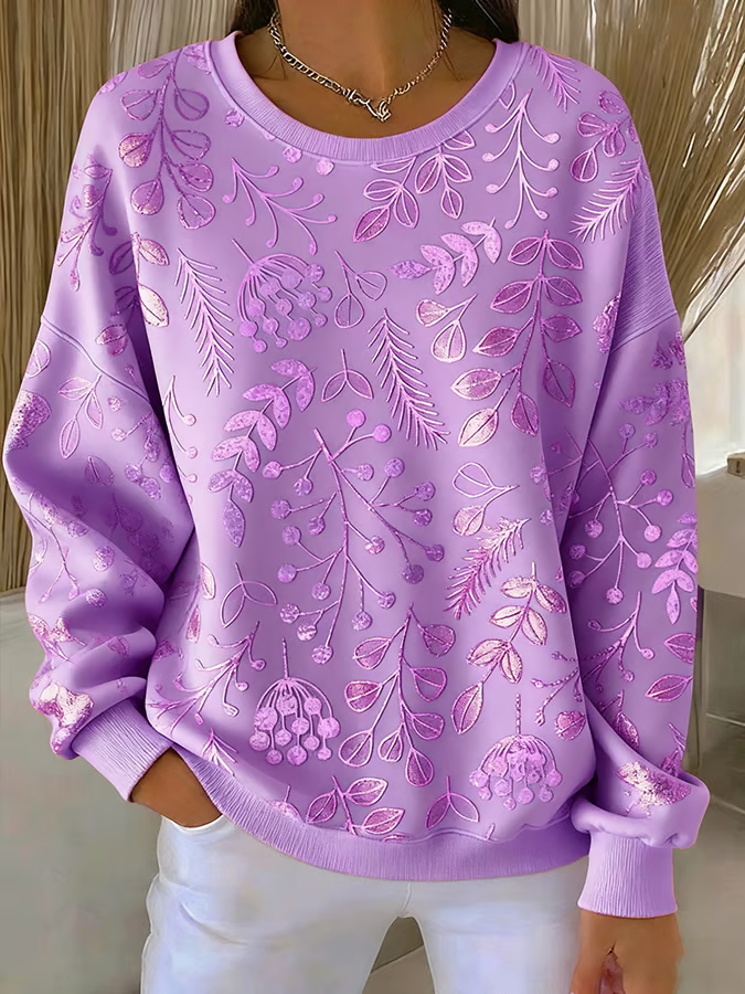 Loose Printing Casual Crew Neck Sweatshirt