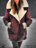 Loose Shawl Collar Casual Cotton-Blend Leather & Faux Leather