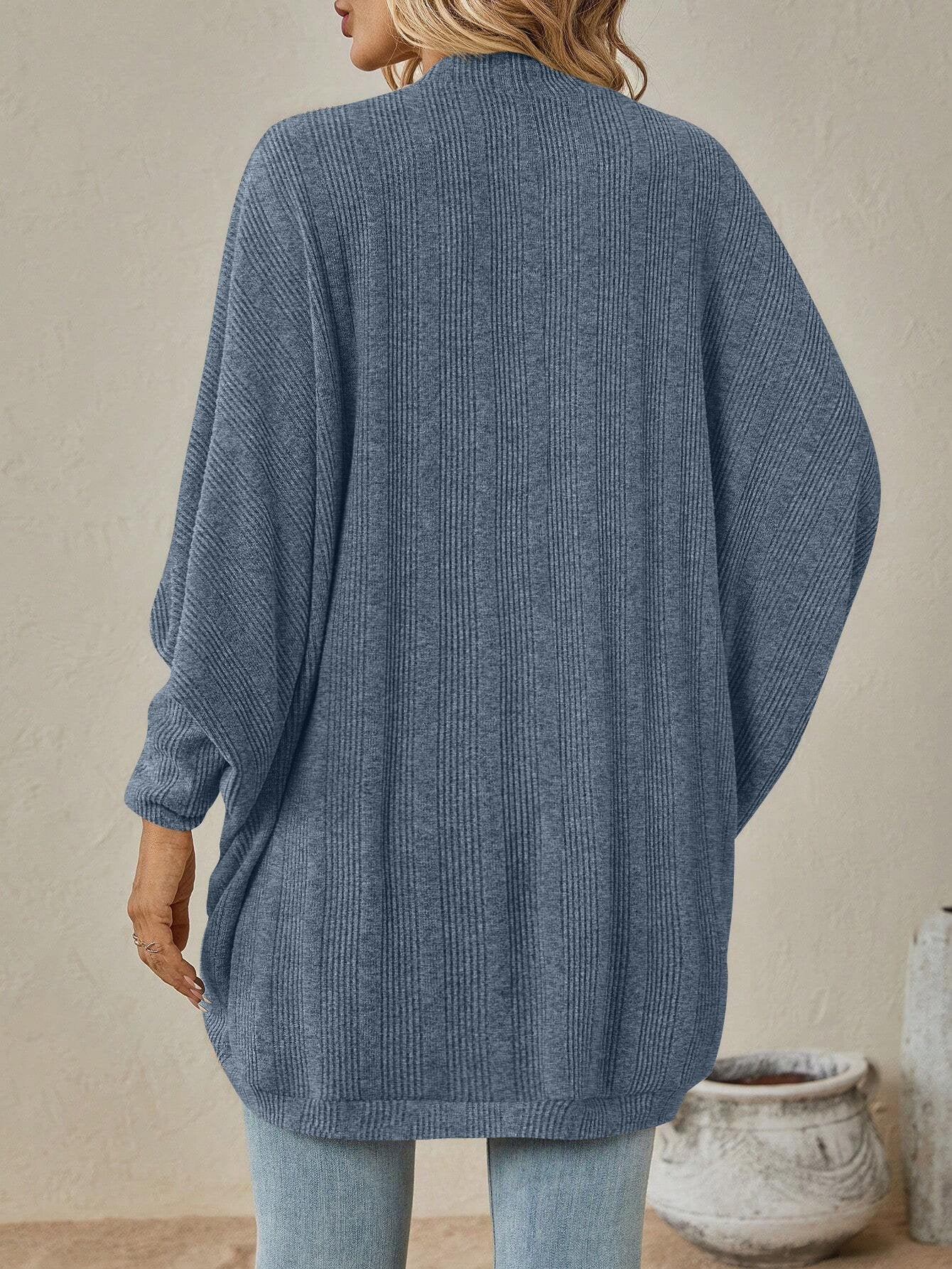 Vintage Wrap Solid Color Mid-length Knitted Cardigan
