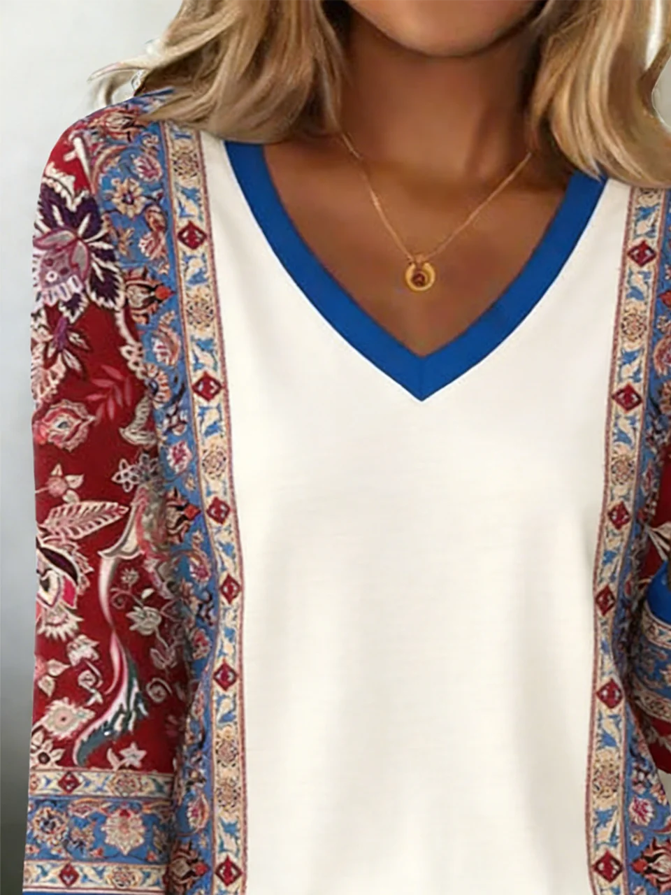 Nationality/Ethnic Cotton-Blend Casual T-Shirt