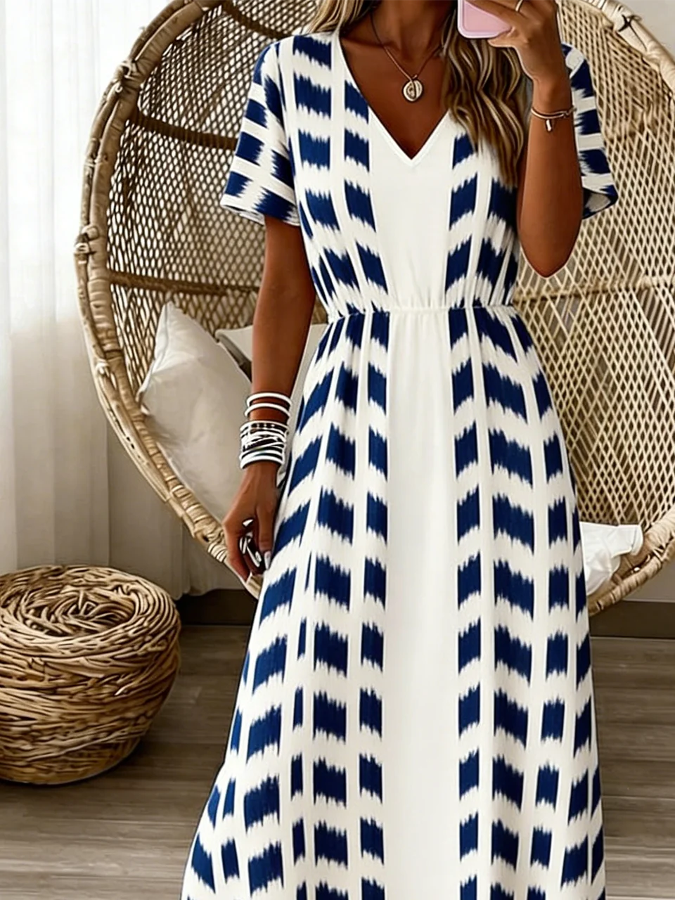 Vintage Linen Blend Dress With No