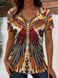 V Neck Loose Ethnic Ethnic T-Shirt