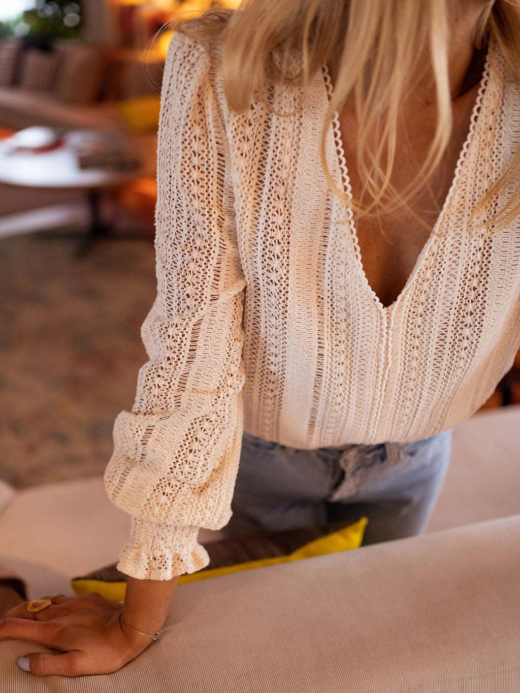 Plain Elegant V Neck Loose Shirt
