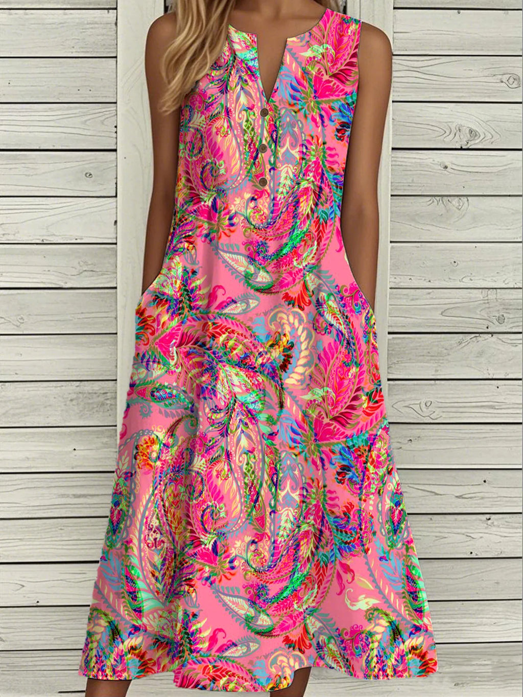 Loose Buckle Casual Dress With No