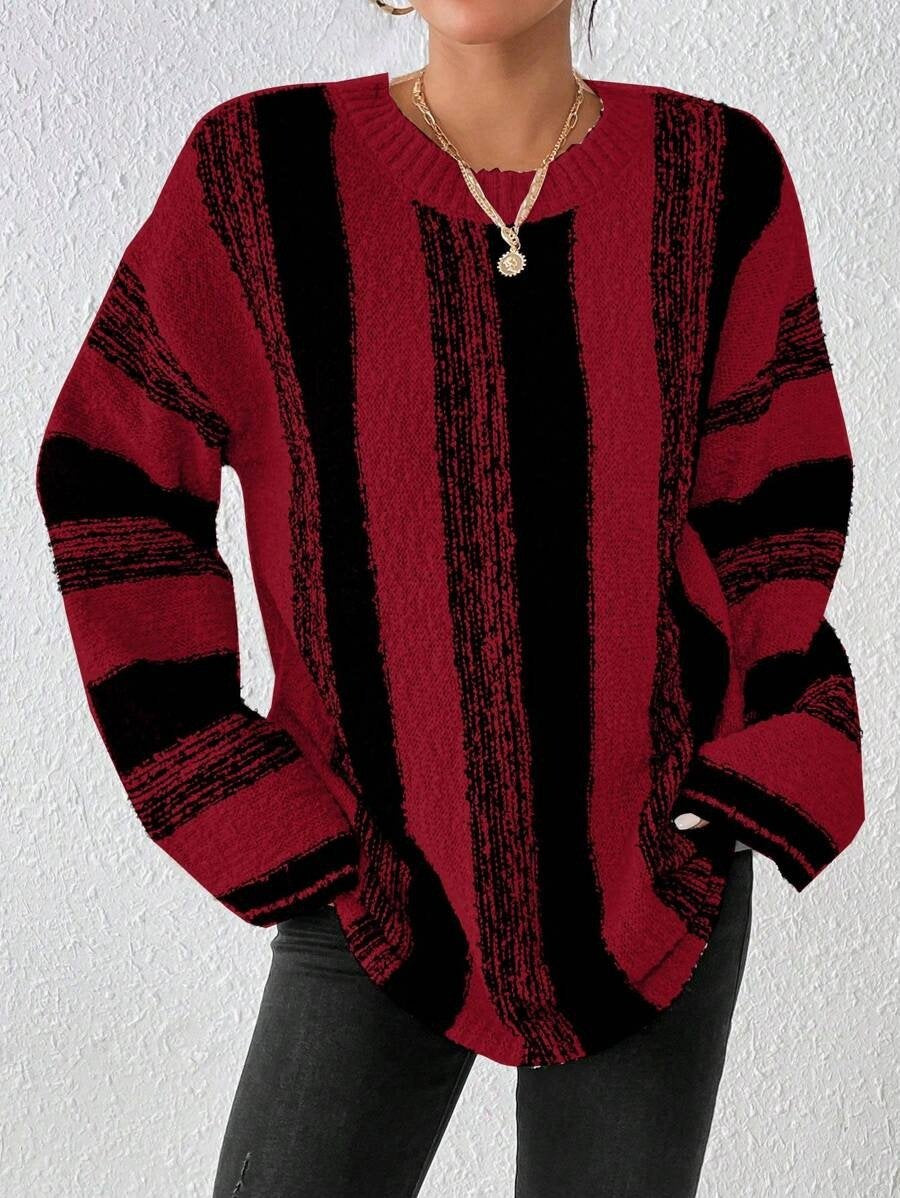 Simple Striped Wool/Knitting Split Joint Sweater