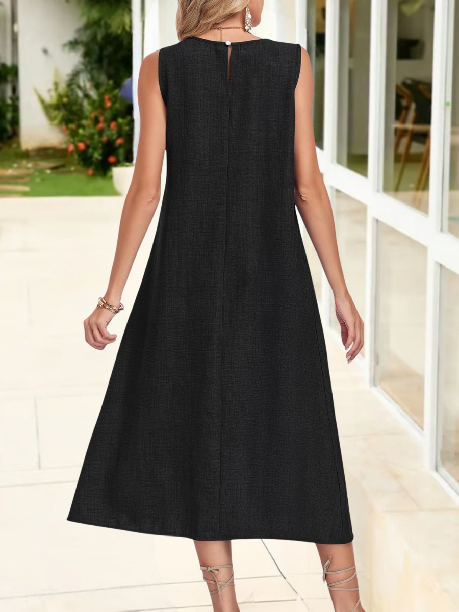 Women's Short Sleeve Summer Blue Plain Split Joint Crew Neck Daily Going Out Casual Maxi A-Line Shift Dress Dress