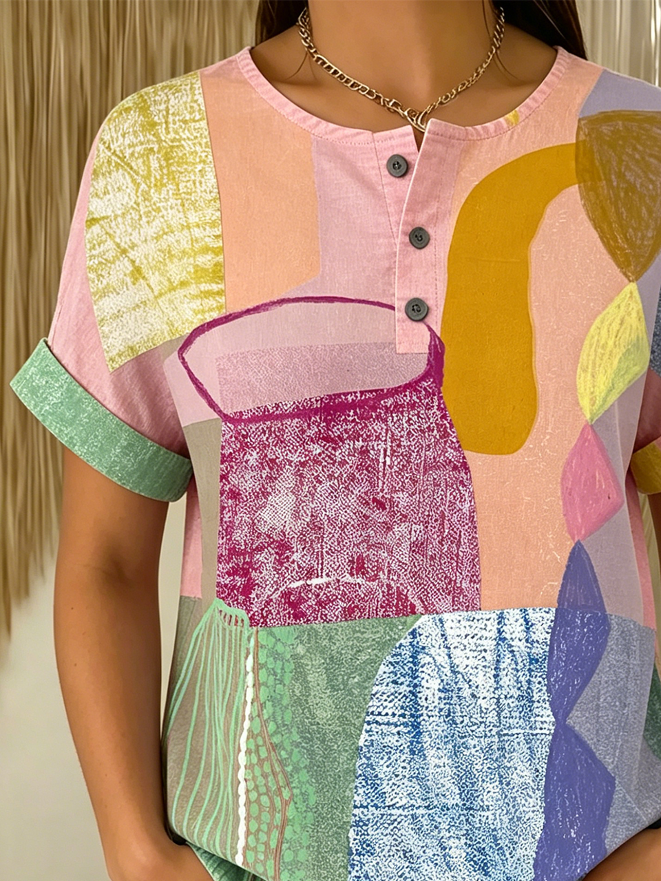 Loose Casual Geometric Others T-Shirt