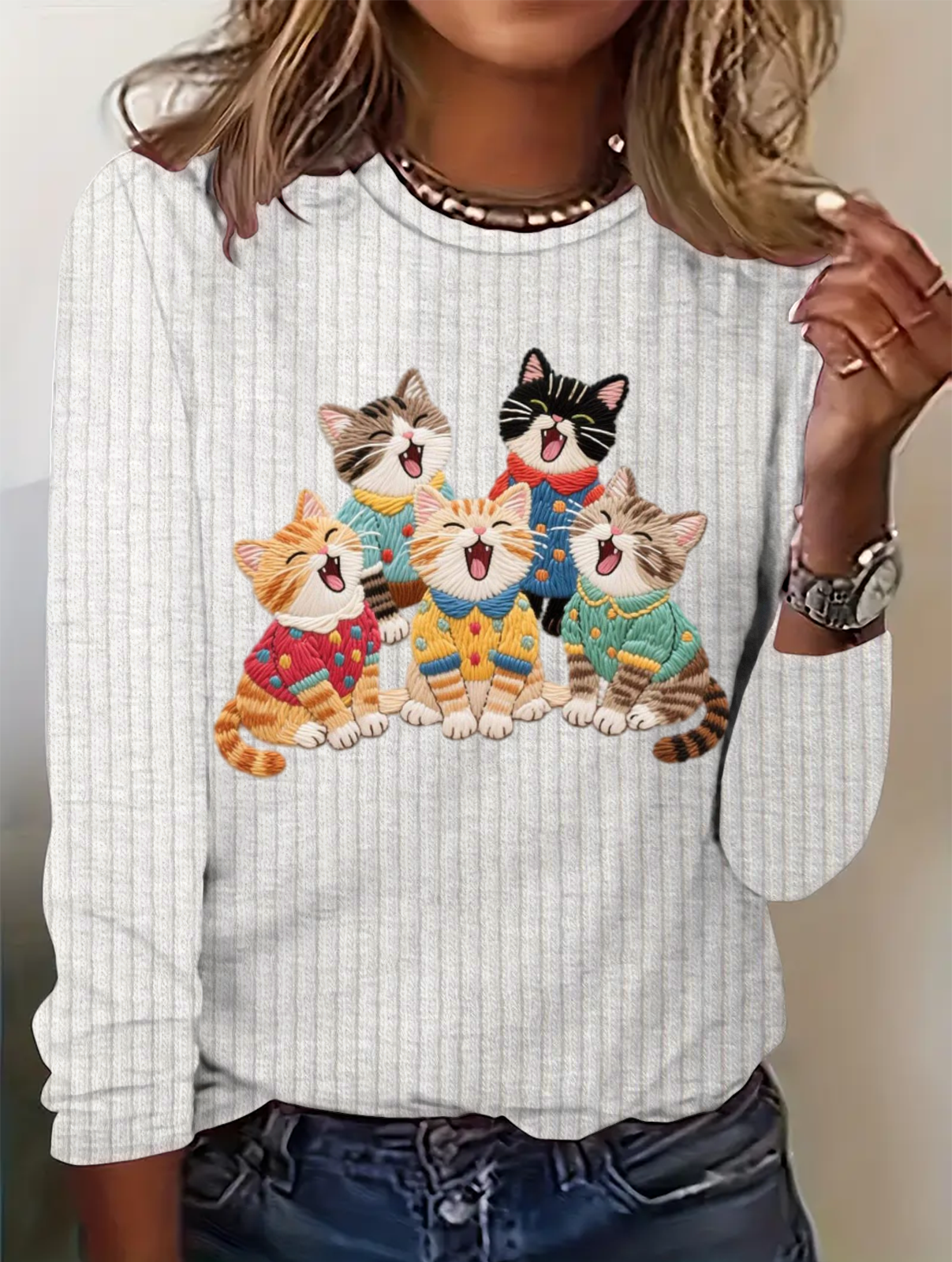 Regular Women's Casual Commuter Round Neck Long Sleeve T-Shirt