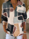 Women's Abstract Print Casual Lapel Sweater