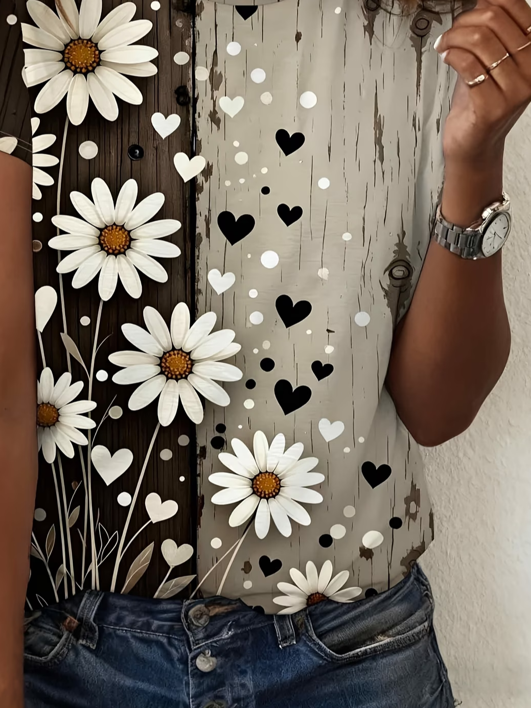 Women's Short Sleeve T-shirt Summer As Picture Floral Printing Jersey Crew Neck Daily Going Out Casual Top