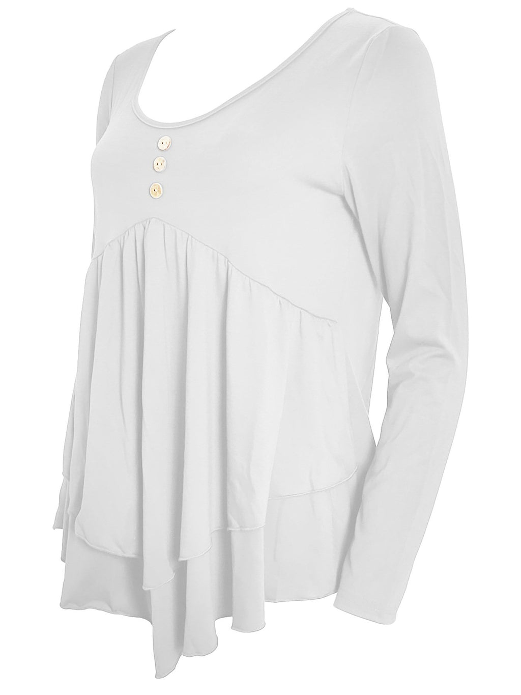 Elegant Commuting Slim Fit Three-Button Casual Solid Color Long-Sleeved Dress Top