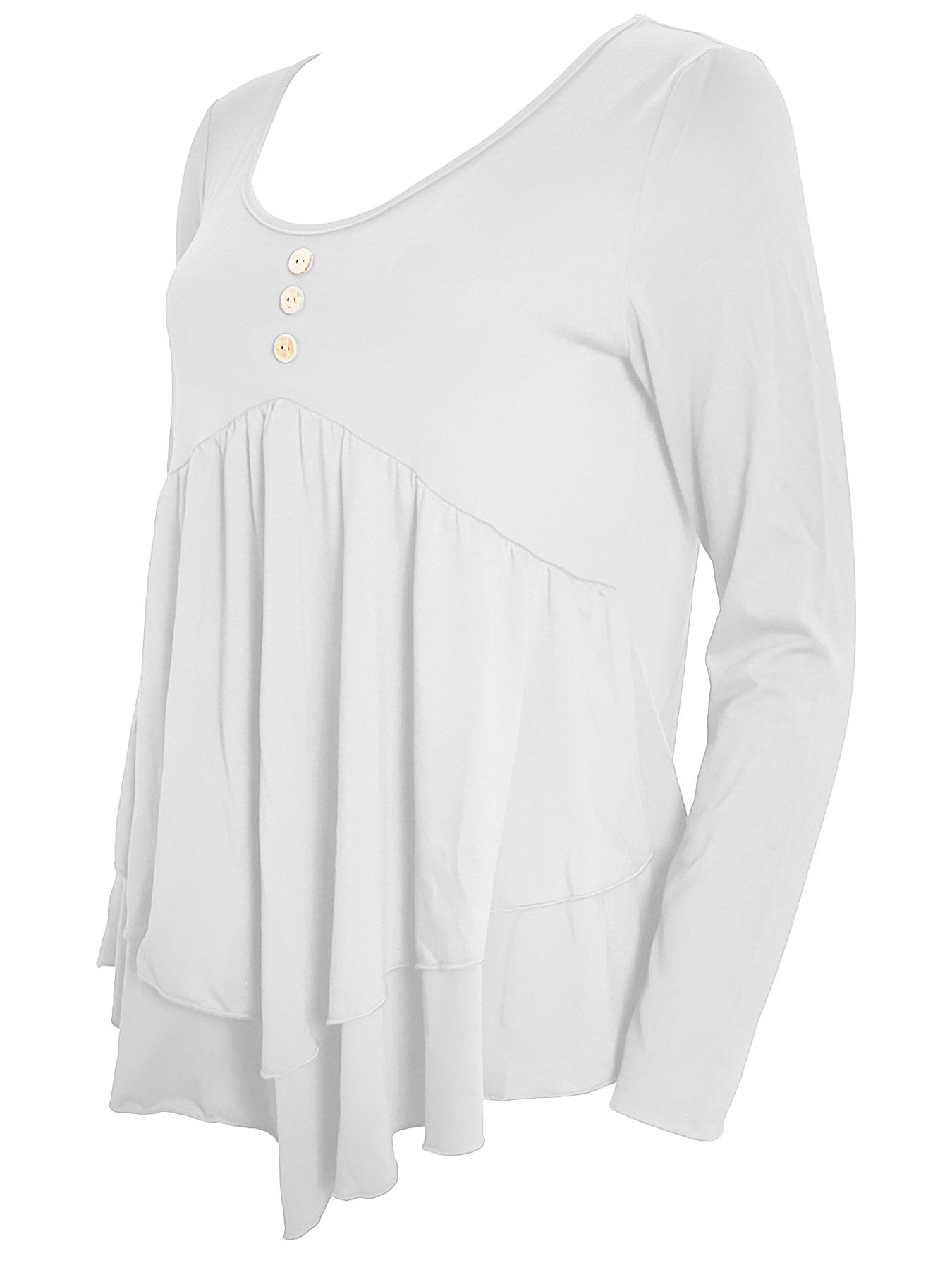Elegant Commuting Slim Fit Three-Button Casual Solid Color Long-Sleeved Dress Top
