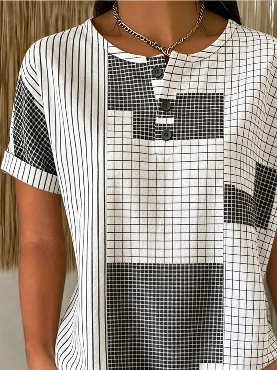Others Geometric Vintage Loose T-Shirt