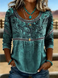 Women's Half Sleeve Blouse Summer Green Abstract Printing Crew Neck Daily Going Out Casual Top