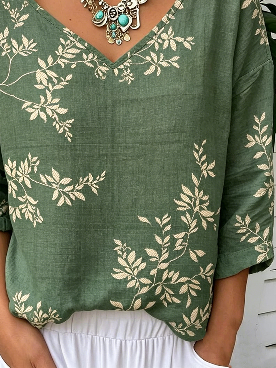 Jersey Loose V Neck Vintage T-Shirt