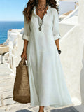 V Neck Ruffle Vacation Embroidery Patterns Elegant Maxi Dress