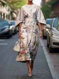 Women's Half Sleeve Summer As Picture Floral Printing Crew Neck Daily Going Out Vintage Maxi H-Line Fit & Flare Dress Dress