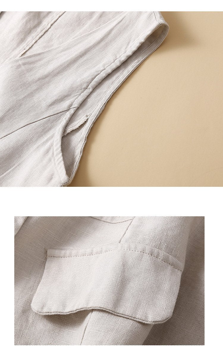 Cotton And Linen Others Loose Elegant Vest
