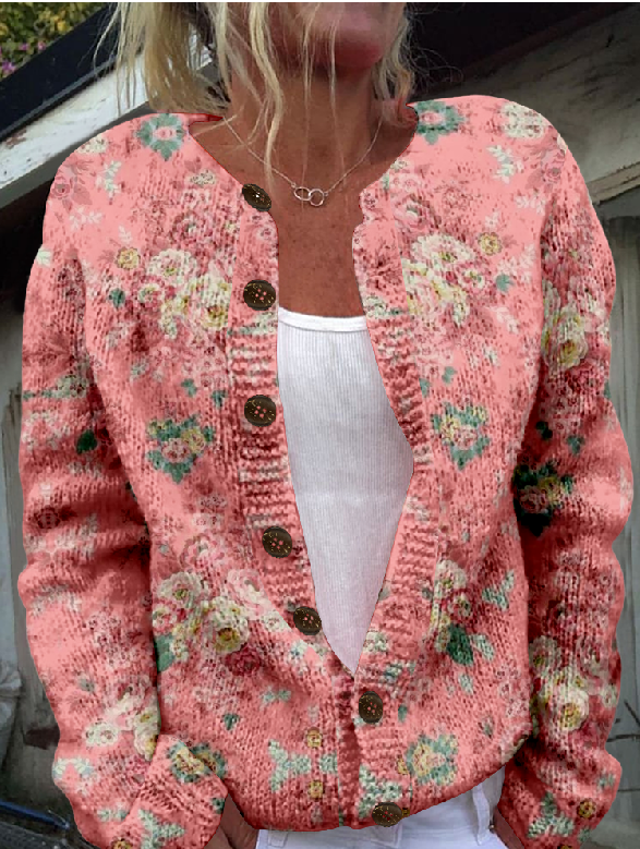 Women's Vintage 3D Print Cardigan