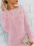 V Neck Casual Plain Yarn/Wool Yarn Sweater