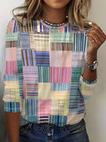 Women's Long Sleeve T-shirt Spring/Fall As Picture Abstract Printing Jersey Crew Neck Daily Going Out Casual Top