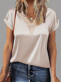 Plain Loose Elegant V Neck T-Shirt